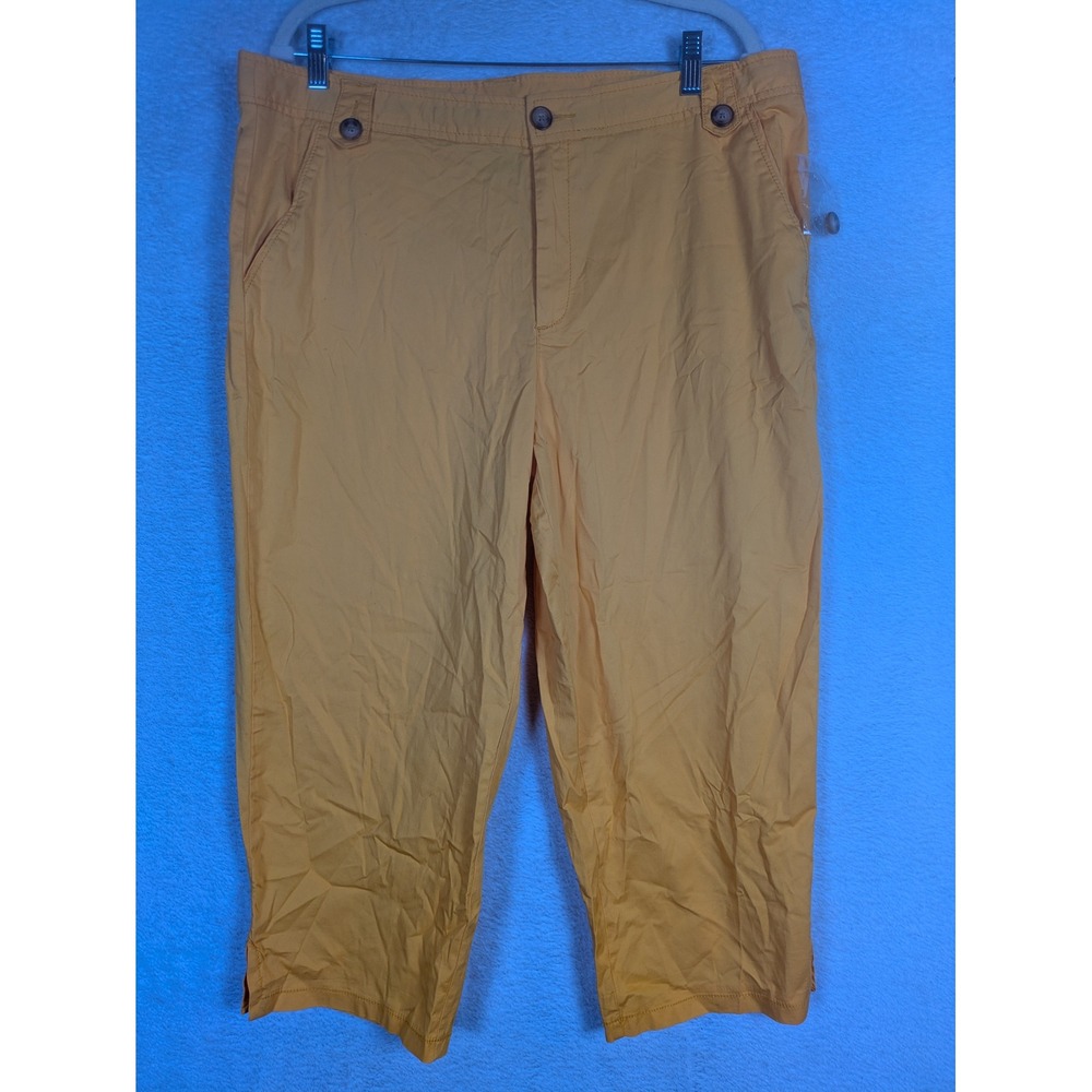 White Stag Cropped Pants Women's 16 Yellow Capri Straight Leg Mid Rise Stretch